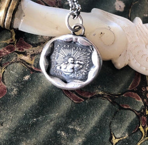 Storms pass and hard times don&#39;t last forever..... handmade, sterling, antique wax seal necklace.