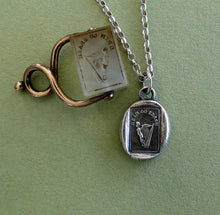 Load image into Gallery viewer, Erin go bragh, Ireland Forever, Angel with a harp for wings....... wax seal stamp jewelry, Sterling silver, shamrock