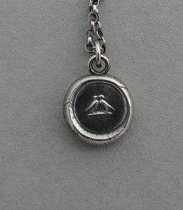 Love birds pendant, Antique wax seal jewelry,  Sterling silver, love, romance, pendant. Wedding jewelry, bridesmaid jewelry.