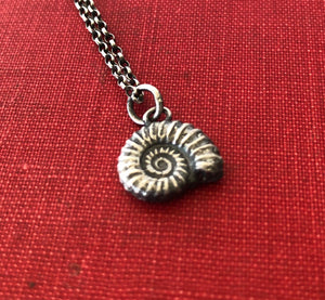 Ammonite fossil, sterling silver cast.  antique wax letter seal &#39;add on&#39;.