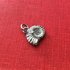 Ammonite fossil, sterling silver cast.  antique wax letter seal &#39;add on&#39;.