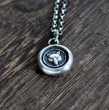 Load image into Gallery viewer, Fox necklace, sterling silver necklace, antique wax seal necklace, fox charm. Handmade necklace