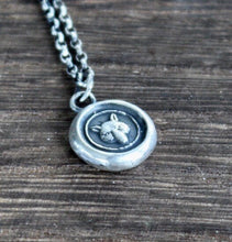 Load image into Gallery viewer, Fox necklace, sterling silver necklace, antique wax seal necklace, fox charm. Handmade necklace