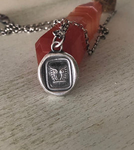 Freedom pendant. Antique wax letter seal &#39;wings&#39; amulet.