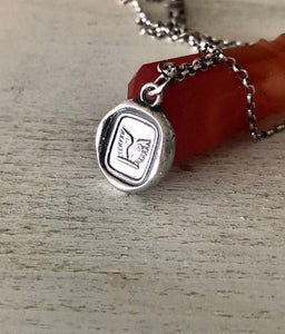 Freedom pendant. Antique wax letter seal &#39;wings&#39; amulet.