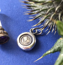 Load image into Gallery viewer, Sterling silver, Thistle, wax seal amulet. Scottish emblem, antique seal impression.