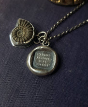 Load image into Gallery viewer, Man proposes, God disposes.  L&#39;homme proposes, Dieu disposes.....  wax seal pendant . Sterling silver.