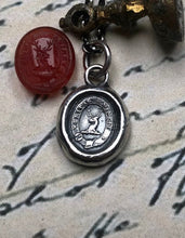 Load image into Gallery viewer, Vincit veritas, truth prevails. Antique wax letter seal pendant. Sterling silver victorian seal impression.