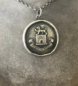 Love never dies.... &#39;Amor nunquam moritur&#39;, antique wax letter seal impression.  Sterling silver handmade heraldry pendant.