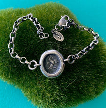 Load image into Gallery viewer, Sterling silver &#39;Valiant&#39; lion bracelet. Antique wax letter seal impression