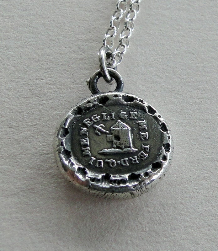 He who Neglects me loses me.... wax seal pendant, necklace, chain  sterling silver, pendant, bird necklace, birdcage necklace, silver charm