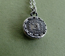 Load image into Gallery viewer, He who Neglects me loses me.... wax seal pendant, necklace, chain  sterling silver, pendant, bird necklace, birdcage necklace, silver charm