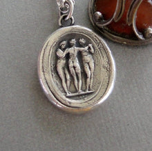 Load image into Gallery viewer, The Three Graces….. Charm, beauty and creativity.  Sterling silver, antiques wax seal impression.