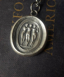 The Three Graces….. Charm, beauty and creativity.  Sterling silver, antiques wax seal impression.
