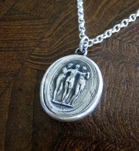 The Three Graces….. Charm, beauty and creativity.  Sterling silver, antiques wax seal impression.