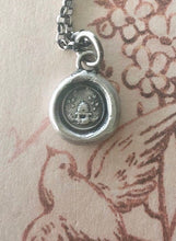 Load image into Gallery viewer, Bee and beehive necklace no. 2, Antique wax letter seal.   Busy bee necklace. Industry and diligence sterling silver pendant.