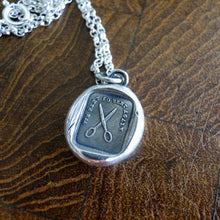 Load image into Gallery viewer, We part to meet again…….Sterling silver, antique wax seal impression, handmade, pendant.