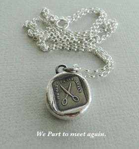 We part to meet again…….Sterling silver, antique wax seal impression, handmade, pendant.
