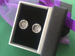 Knowledge earrings. raven wax seal jewelry, sterling silver, amulet studs