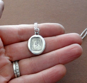 Antique wax seal Witch pendant. -  All have their hobbies.  Antique wax letter seal. victorian gothic pendant, halloween theme.