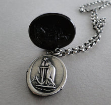 Load image into Gallery viewer, hope Sustains..... lady and anchor, wax seal impression, sterling silver, faith and hope