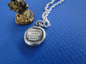 Sterling Antique wax letter seal pendant. Faites bien laissez dire. Positive French pendant advice.