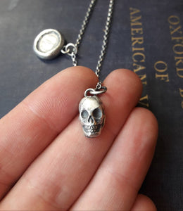 Tiny solid silver skull. Memento mori, add to your amulet. Small add on....