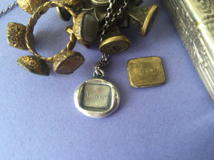 Friendship pendant. Antique wax letter seal jewellery. Sterling silver amulet. best friend pendant.