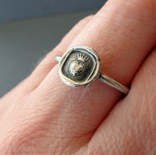 Load image into Gallery viewer, Crowned heart ring, pure love,  wax seal jewelry, sterling silver, amulet