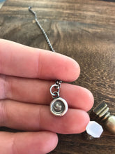 Load image into Gallery viewer, Tiny butterfly pendant.  Wax seal impression. Sterling silver antique wax seal necklace.