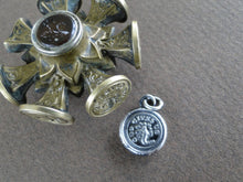 Load image into Gallery viewer, God Gives Us Plenty..... antique wax seal. cornucopia, horn of plenty, wax seal impression, sterling silver gratitude pendant.