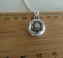 Load image into Gallery viewer, Crow pendant, knowledge, raven wax seal jewelry, sterling necklace silver pendant