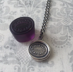 Trust pendant.  Antique wax letter seal pendant. Sterling silver Italian flower necklace. Handmade trust necklace &#39;Fidati&#39;.