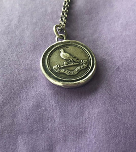 Faith is my Strength..... wax seal jewelry, Sterling silver necklace, religious jewelry, handmade amulet, talisman dove of peace and virtue.