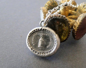 Lantern pendant. Brighter hours will come, Antique wax seal jewelry. the future is bright. Dark days are over.