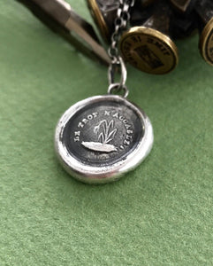 Too much overwhelms me,   Wax seal jewelry, sterling silver meaningful pendant.  mental health, depression, fragile gift