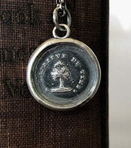 Oak Tree pendant, antique wax letter seal.  loyal and steadfast pendant