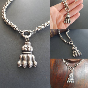 Fabulous, sterling, lions paw pendant. Heavy sterling silver,  statement necklace. Victorian inspired. Heirloom quality.