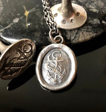 Load image into Gallery viewer, Silver Anchor Necklace Wax Seal Necklace, Nautical Jewelry, sailor pendant, &#39;Hope&#39; pendant.