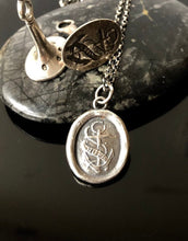 Load image into Gallery viewer, Silver Anchor Necklace Wax Seal Necklace, Nautical Jewelry, sailor pendant, &#39;Hope&#39; pendant.