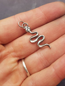 Sterling silver snake pendant.  handmade snake charm. add on for your totem necklace. spirit animal