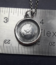 Load image into Gallery viewer, Antique Oil lamp pendant.I give my all.  Antique wax letter seal. Sterling French pendant necklace