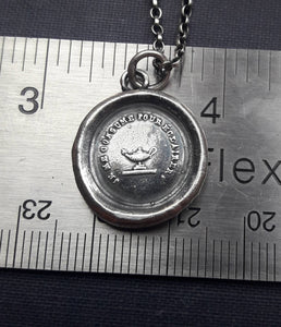 Antique Oil lamp pendant.I give my all.  Antique wax letter seal. Sterling French pendant necklace
