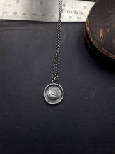 Load image into Gallery viewer, Antique Oil lamp pendant.I give my all.  Antique wax letter seal. Sterling French pendant necklace