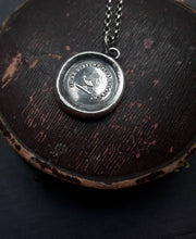 Load image into Gallery viewer, Antique Oil lamp pendant.I give my all.  Antique wax letter seal. Sterling French pendant necklace