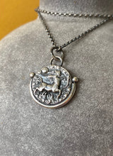Load image into Gallery viewer, Sagittarius handmade sterling silver pendant. Zodiac sign coin necklace.