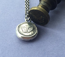 Load image into Gallery viewer, Moth pendant. Rebirth and new beginnings. Antique wax letter seal jewelry, Sterling silver seal with moth impression