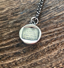 Load image into Gallery viewer, A kiss is sweet when lovers meet.  antique wax seal jewellery. seal jewelry.  handmade sterling pendant. meaningful gift for lover.