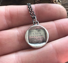 Load image into Gallery viewer, A kiss is sweet when lovers meet.  antique wax seal jewellery. seal jewelry.  handmade sterling pendant. meaningful gift for lover.