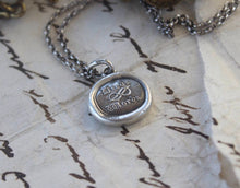 Load image into Gallery viewer, Deeds not words Pendant, actions speaks louder than words.  Life lessons, good advice, antique wax seal amulet.